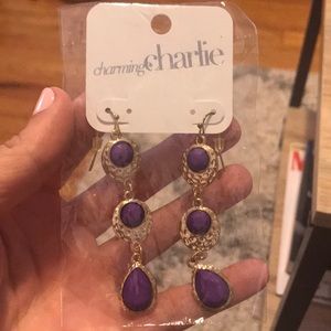 Gold and purple earrings NWT